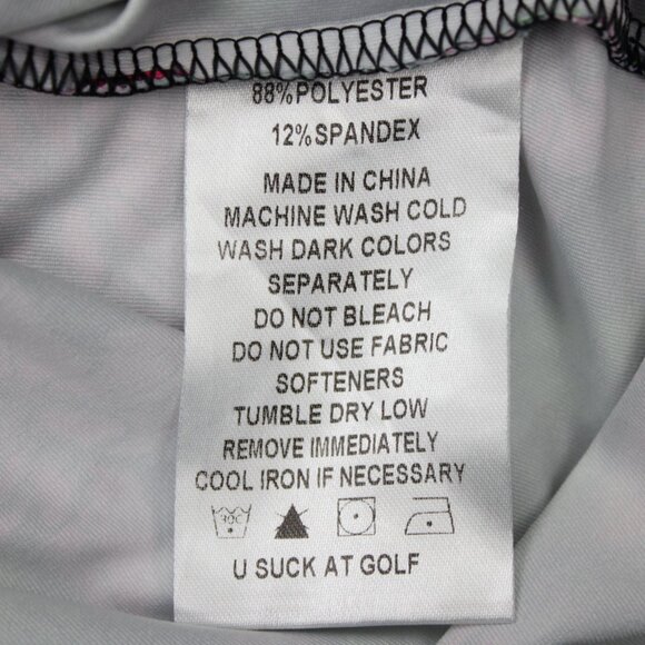 USAG You Suck at Golf Polo Shirt Mens 2XL XXL Black/Pink Floral Poly Stretch S/S - Picture 8 of 12